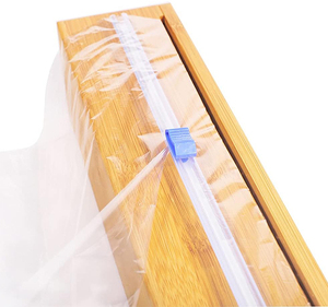 Sturdy and Reusable Bamboo Wood Plastic <strong>Cling</strong> Wrap <strong>Dispenser</strong> With Slide Cutter Also for 12 Inch Aluminum Foil - Product Image 4