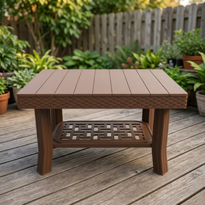 Table à manger carrée moderne Anax Brown en résine, résistante à l'eau, en plastique durable pour la maison et l'hôtel - Product Image 3