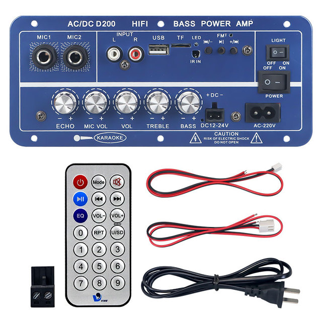 VIRE High Power 60W Dual Channel Bluetooth MP3 Amplifier Board with Dual Microphone Inputs for Karaoke Systems