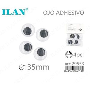 Adesivi per occhi Ilan da 35 mm per progetti artigianali e fai da te, 4 pezzi - Product Image 1