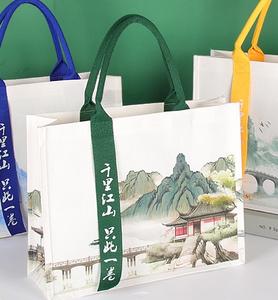 กระเป๋าโท้ทแบบสะพายหลังคุณภาพสูง รีไซเคิลได้ เป็นมิตรกับสิ่งแวดล้อม พิมพ์โลโก้ วัสดุผ้าแคนวาส หูหิ้วแบบยาว ปรับแต่งได้ เหมาะสำหรับเป็นของขวัญ - Product Image 3