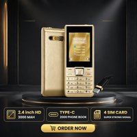 OEM 2.4"HD MTK 2G GSM 4 Kartu SIM Tombol Cahaya Terang Sinyal Super Kuat AZAN JAVA BOX Speaker 3000 MAH Tipe-c 2000 Buku Telepon