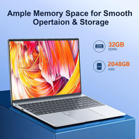 Nuevo portátil de 15,6 pulgadas 32GB RAM 2TB SSD Wind 11 Reconocimiento de huellas dactilares Procesador Intel N5095 y computadora portátil doméstica.