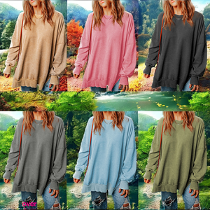 เสื้อสเวตเตอร์แบบสวมหัวเปิดไหล่โอเวอร์ไซส์ของผู้หญิงเสื้อสเวตเตอร์แบบลำลองมีป้ายประดับด้วยเลื่อมสำหรับฤดูใบไม้ผลิโลโก้ตามสั่ง - Product Image 2