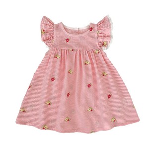 Combinaison-pantalon pour bébé fille à rayures florales d'été avec manches bouffantes, jupe en coton, style occidental, vêtements pour sœurs, vêtements pour enfants - Product Image 5