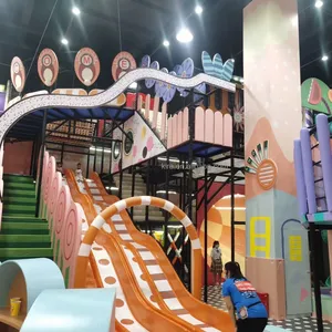 Parque infantil con temática espacial para niños, parque infantil de alta calidad con toboganes grandes a la venta