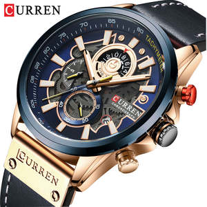 Montre pour homme CURREN 8380, étanche, multifonctionnelle, sportive, à quartz, avec calendrier, bracelet en cuir, 2025 - Product Image 1