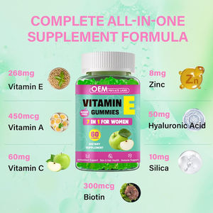 OEM E vitamini Gummies 400 IU E vitamini takviyeleri ile <span class=keywords><strong>VIT</strong></span> A, C, biyotin, çinko, hyaluronik asit ve silika cilt tırnak saç desteği - Product Image 5
