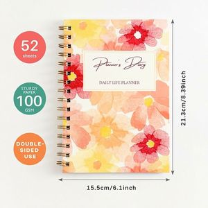 Agenda Floreale Non Datata per la Gestione del Budget con Tracker di Spese e Debiti, Diario per la Gestione della Ricchezza con Spirale 100GSM, Organizzatore di Fatture - Product Image 1