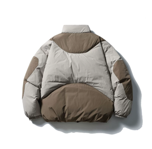 Veste d'hiver pour homme, style américain tendance rétro, col montant, patchwork, couleurs contrastées - Product Image 5