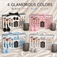 Ensemble de pinceaux de maquillage Glitz Bling Rhinestone, style professionnel, vente en gros, luxe, diamant, 13 pièces