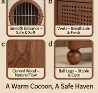 Cage pour animaux de compagnie en bois massif courbé de luxe, style moderne, avec entrée ronde, enclos de type nid d'abeille