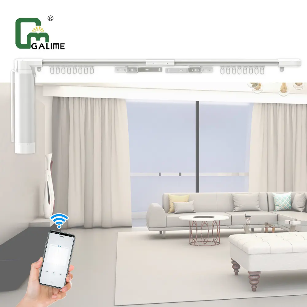 Galime Heavy Duty Electric Curtains With Wifi Remote Install Wall Mounted Electric Curtain Rail Track