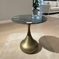 Table d'appoint en pierre verte de luxe, petite table nordique minimaliste pour salon de thé, table d'angle de canapé, table ronde de luxe léger