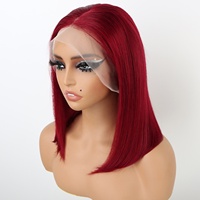 Perruque Bob Lisse Prête à Expédier en Gros, Perruque Cheveux Humains Full Lace Front 13*4 pour Femmes Noires, Bob Pré-Plucked Coloré 99j P4/27