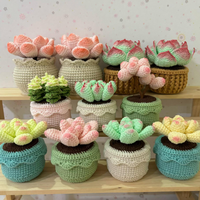 Tanaman Sukulen Rajutan Tangan yang Lucu, Berkualitas Tinggi, Mini, Buatan, untuk Dekorasi Meja, Hadiah Hari Ibu & Hadiah Pindah Rumah
