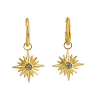 Boucles d'oreilles octogonales incrustées de diamants en acier inoxydable, pendentif en acier titane, or 18K, boucles d'oreilles pour femmes