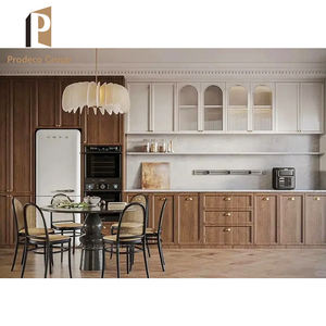 キッチンキャビネットヴィラ用カスタマイズされた完全高級ダークウッドモダンデザイン白 - Product Image 5