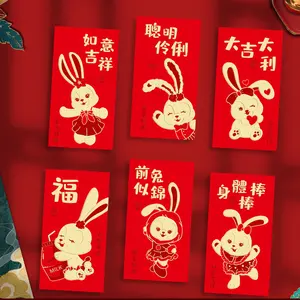 Sobre rojo personalizado de Año Nuevo, paquete de dinero para celebración de Año Nuevo, conejo