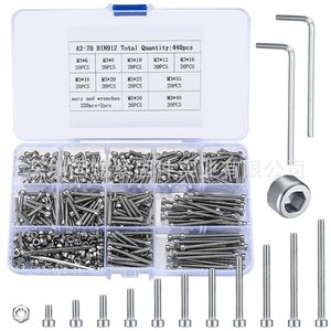 Stainless Steel Socket Head Cap Screws Set M3 440pcs DIN912 Metric Class 8.8 With Nuts And Wrenches - Product Image 1