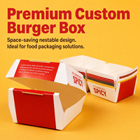 Boîtes d'emballage pour hamburgers en papier personnalisées, boîtes à hamburgers jetables en papier, contenants de qualité alimentaire pour la restauration rapide, boîte carrée