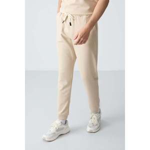 Conjunto Deportivo Básico Air Jones para Hombre, Corte Holgado, Sudadera y Pantalones de Algodón Beige Texturizado, Grueso y Suave - Product Image 2