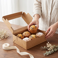 Boîtes à pâtisserie en papier kraft brun certifié avec fenêtre transparente, emballage recyclable pour biscuits et pâtisseries pour boulangerie