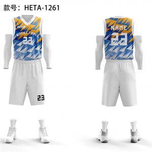 Maillot de basket-ball réversible en polyester personnalisé, nouveau design, séchage rapide, ensemble uniforme de basket-ball en mesh - Product Image 2