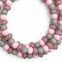 Câble de charge USB Type C 4 en 1 rose et gris à carreaux avec perles, cordon de transfert de données, accessoire de mode