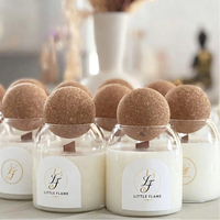 Pot en verre borosilicate transparent populaire et tendance de 15oz, 25oz, 30oz pour bougie parfumée avec bouchon en bois en forme de boule