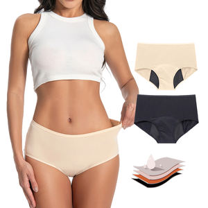 Klassische Baumwolle Mädchen 4 Schichten Auslaufs ichere Unterwäsche Absorption Menstruation periode Höschen für Frauen Inkontinenz Slips - Product Image 1