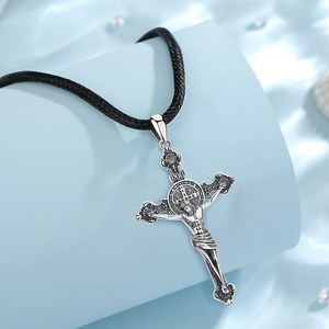 Changda 925 Sterling Zilver Christelijk Vintage Gotische Jezus Inri Kruis Kruisbeeld Hangertje Ketting voor Vrouwen Bruiloft - Product Image 5