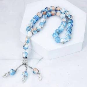 Al por mayor, Marca Étnica YASEEN, 33 piezas, 10 mm, cuentas de oración de ágata artificial pulida, Tasbih musulmán para Dhikr con aleación decorativa - Product Image 1