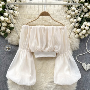 Chemisier en mousseline pour femme, corset sexy sans bretelles, blouses et hauts pour femmes - Product Image 2