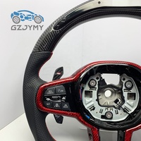 Volant en fibre de carbone LED pour BMW G20 G30 Série G, cuir perforé, surpiqûres rouges, garniture rouge, sport personnalisé