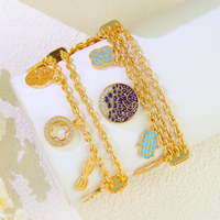 Bracelet en zircon plaqué or 21 carats de style à la mode Bracelet en pierre arabe avec chaîne à maillons pour femmes