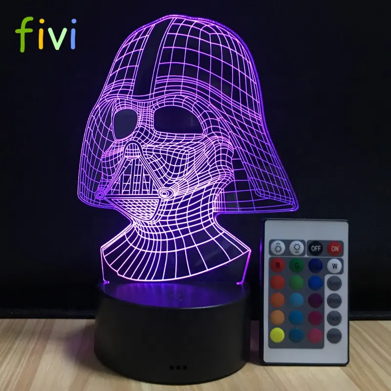 Darth Vader 3D Luce di Notte Carica USB Alimentato A Batteria HA CONDOTTO LA Lampada Da Tavolo Multicolore di Visual Telecomando Lampada Da Tavolo