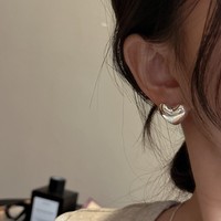 Mode 925 argent Sterling belle mignon lisse grand coeur boucles d'oreilles pour filles femmes cadeaux de noël