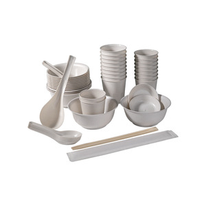 Disposable Bowl And Chopstick Set Thickened Rice Husk Four Piece Travel Outdoor Camping Barbecue Household Tableware - Product Image 3