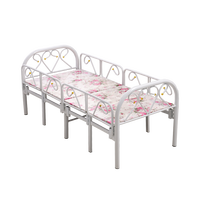 Cadre de lit en métal pliable pour enfants avec barrière, 1,5 m, taille simple, lattes en bois pour chambre à coucher