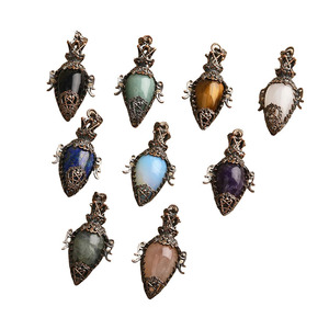 새로운 천연 크리스탈 빈티지 적동 할로우 병 호안석 자수정 래브라도라이트 펜듈럼 주얼리 목걸이 펜던트 - Product Image 1