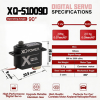 Сервопривод для радиоуправляемых моделей самолетов 9г XQ POWER S1009D, полностью алюминиевый корпус, безколлекторный двигатель, цифровой микро-сервопривод, водонепроницаемый, 3 кг, для дронов и вертолетов, 7.4В