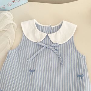 Vestido <span class=keywords><strong>de</strong></span> Verano 2026 para Niñas, sin Mangas, con Lazo, Bordado <span class=keywords><strong>de</strong></span> Flores, Estilo <span class=keywords><strong>Academia</strong></span>, Vestidos a Rayas para Bebés - Product Image 3
