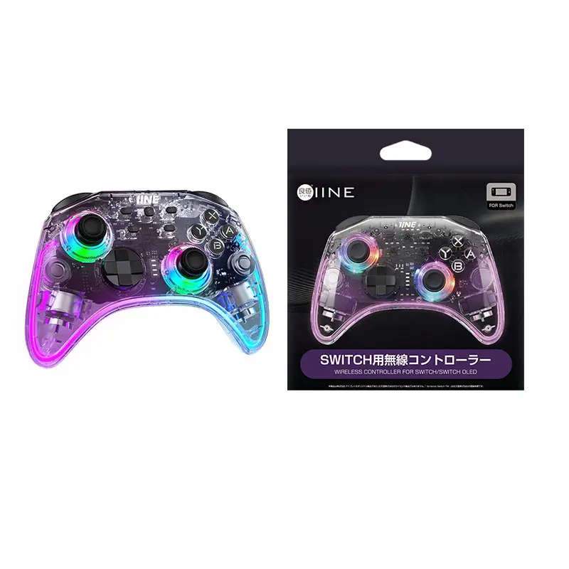 IINE crystal RGB Wireless Game controller for Nintendo Switch/Oled macro programming WakeUp Vibration TURBO joysticks