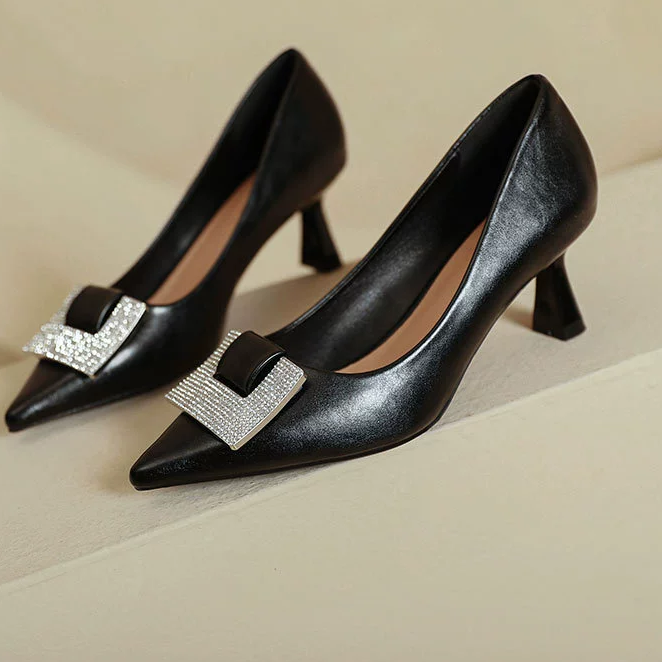 สีดำ/ส้น6ซม