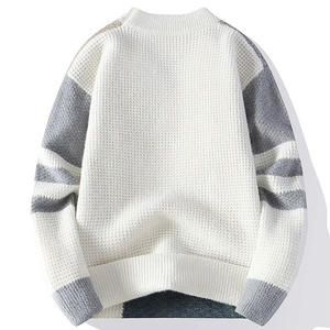New Style Autumn and Winter <strong>Color</strong> <strong>Block</strong> Thickened Bottoming Sweater O-neck Fashion Loose Pullover for Man - Product Image 6