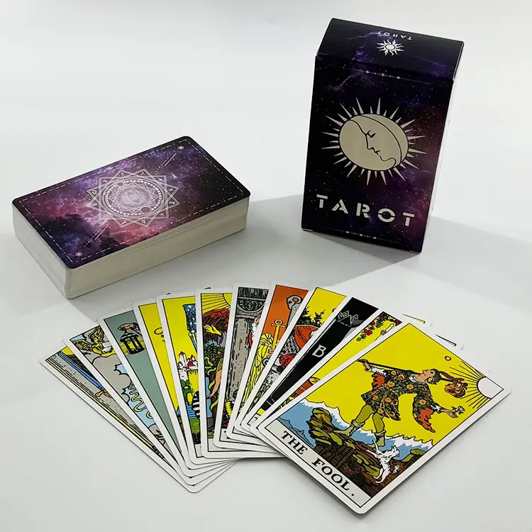 Özel Logo baskı mation lama Oracle Tarot kart güverte 78 toptan kağıt Tarot kartı rehber ile Set