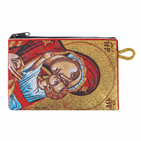 Dompet Koin Rajutan Ikon Kristen Bunda Maria dan Anak, Souvenir Religius Grosir