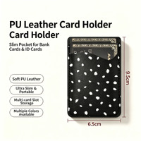 Dompet Kartu Tempel Ponsel Motif Polkadot dari Kulit PU, Kantong Kartu Tipis untuk Kartu Kredit dan ID, Stiker Dompet Kartu untuk Casing Ponsel