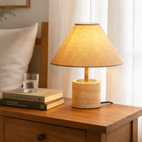 Lampe de table en pierre de travertin jaune style Wabi Sabi pour salon, chambre à coucher, hôtel, table de chevet